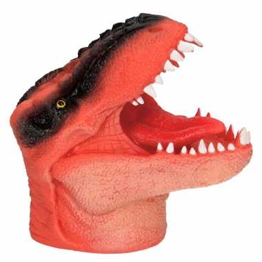 Dino world latex handpop oranje 14 cm