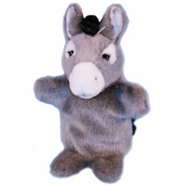 Pluche ezel handpop 28 cm