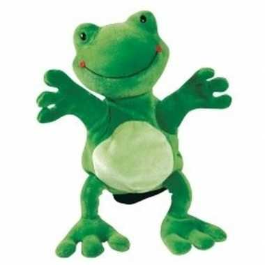 Pluche handpop kikker 22 cm