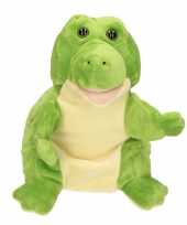 Pluche groene krokodil krokodillen handpop knuffel 30 cm speelgoed