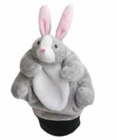 Pluche handpop konijn haas 22 cm