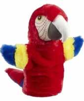 Pluche rode ara papegaai handpop knuffel 26 cm